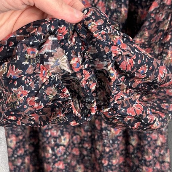 Faherty Silk Sage Wood Tiered Long Sleeve Shift Dress Womens Size Large Bohemian - Picture 6 of 14